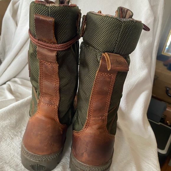 Palladium Brown and Green Lace-Up Boots - Picture 3 of 9